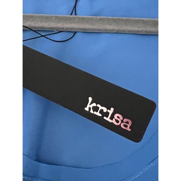 Krisa Revolve Blue Solid Scoop Neck Sleeveless Tunic Tank Top  NWT - Picture 5 of 8